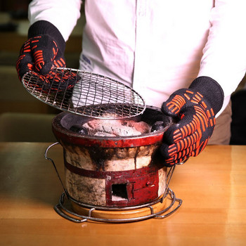 2 τμχ Βαμβακερά γάντια φούρνου σιλικόνης Γάντια κουζίνας BBQ Γάντια μαγειρέματος Εξαιρετικά ανθεκτικά στη θερμότητα Χοντρά γάντια φούρνου Αξεσουάρ κουζίνας