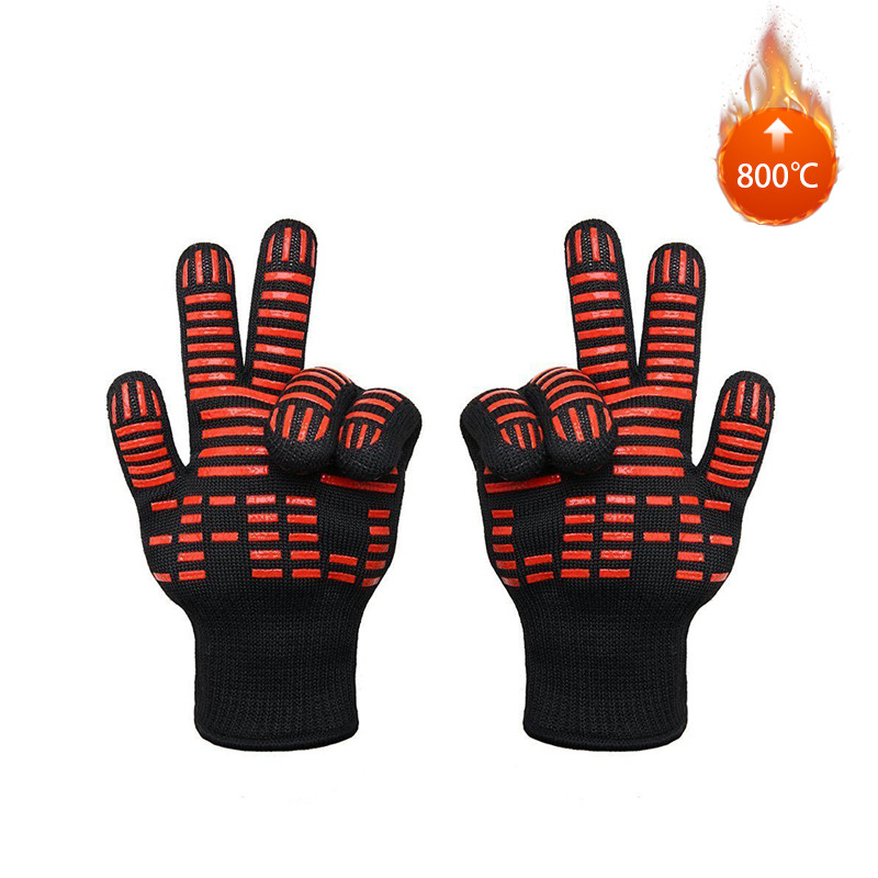 2vnt Silikoninės medvilnės orkaitės pirštinės virtuvinės pirštinės BBQ kepimo pirštinės Itin karščiui atsparios storos orkaitės pirštinės Virtuvės priedai