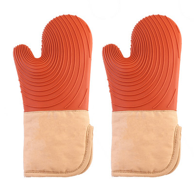 Silikoninės kepsninės ant grotelių pirštinės orkaitės pirštinės karščiui atsparios kepimo pirštinės storos medvilnės su virvele Virtuvės mikrobangų krosnelės pirštinės, kepsninės įrankiai