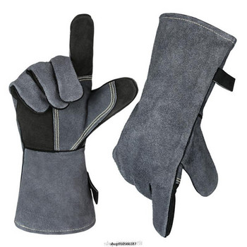 Заваръчни ръкавици Leather Forge за заварчик/печене на скара/къмпинг/лагерен огън Устойчивост на висока температура 500 ℃ Устойчивост на износване 22 Dropshipping