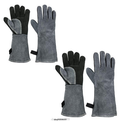Заваръчни ръкавици Leather Forge за заварчик/печене на скара/къмпинг/лагерен огън Устойчивост на висока температура 500 ℃ Устойчивост на износване 22 Dropshipping