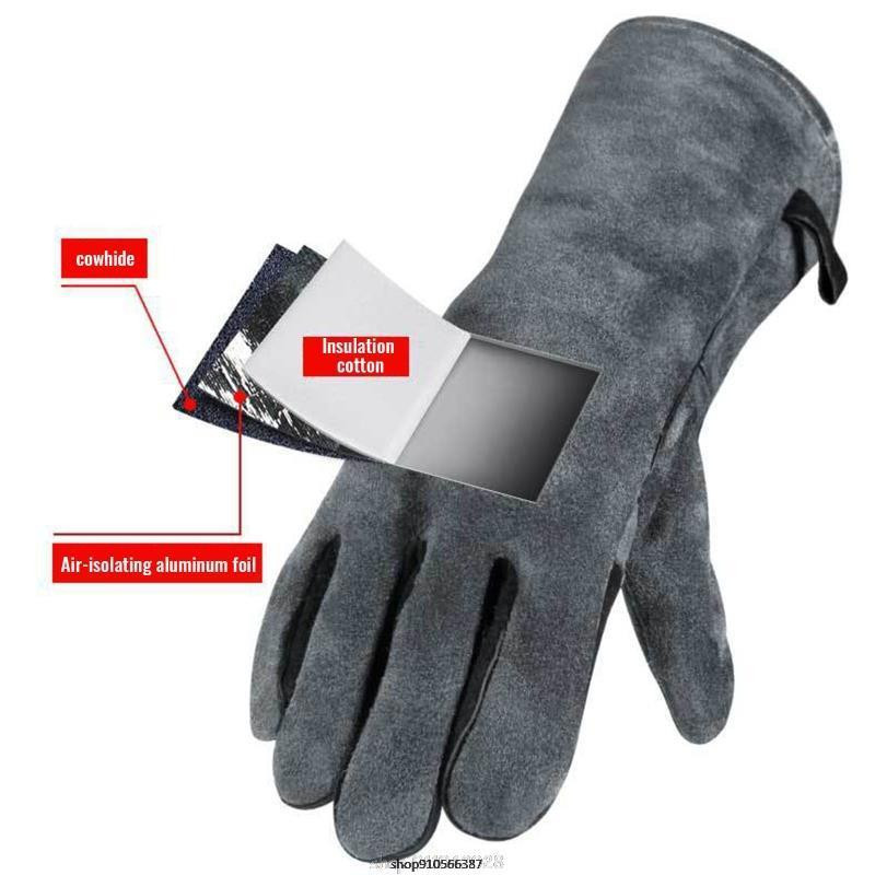 Odos kalimo suvirinimo pirštinės, skirtos suvirintojui / kepimui ant grotelių / stovyklavimui / ugniai atsparios aukštai temperatūrai 500 ℃ Atsparios dilimui 22 Dropshipping