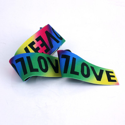 Uues stiilis mitmevärviline armastuskumm/rõivaste aksessuaaride õmblemine/värvitriibuline kummipael