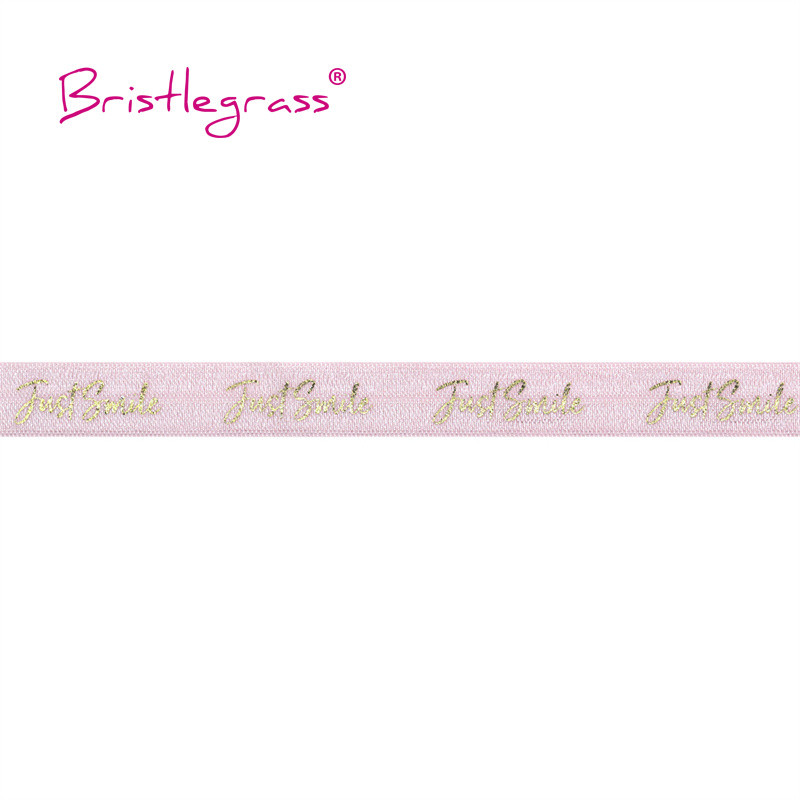 BRISTLEGRASS 2 5 10 Yard 5/8" 15mm Χρυσό Just Smile Αλουμινόχαρτο Δίπλωμα πάνω από λάστιχα FOE Spandex Band Hair Tie Headband Ράψιμο