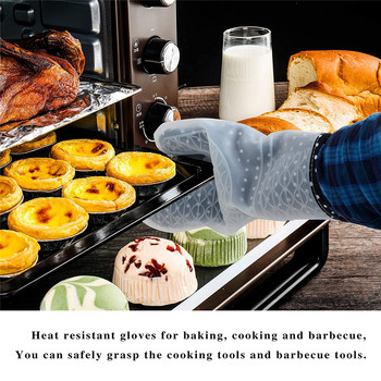 Силиконови ръкавици за фурна Нехлъзгащи се кухненски ръкавици Ръкавица за грил за барбекю Топлоустойчива уплътняваща ръкавица за готвене за грил Микровълнова барбекю