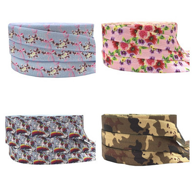 Αξεσουάρ ραπτικής με λουράκι 10 υάρδου 5/8`` Flower Unicorn Fold Over Elastic FOE For DIY Apparel Gift Rip Rap