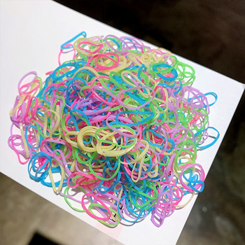 1000 БР. Сладък цветен гумен пръстен Еластични ленти за коса за еднократна употреба Държач за конска опашка Гумени ластики за коса Детски аксесоари за коса