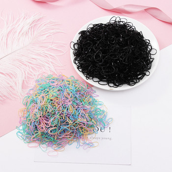 200 бр./чанта Цветни ластици за момичета Детски еластични ленти за коса Държач за опашка Дамски сладък пръстен за коса Сладки аксесоари за коса