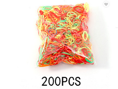 200 τμχ/τσάντα για κορίτσια πολύχρωμα λαστιχένια λάστιχα Παιδικά ελαστικά κορδέλες για τα μαλλιά Αλογοουρά Γυναικεία χαριτωμένα δαχτυλίδι για τα μαλλιά Γλυκά αξεσουάρ μαλλιών