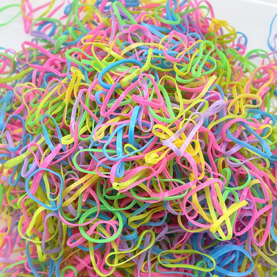 1000 tk/kott Värvilised väikesed ühekordsed juuksepaelad Scrunchie tüdrukutele elastne kummipael hobusesabahoidja juukseaksessuaarid juuksesidemed