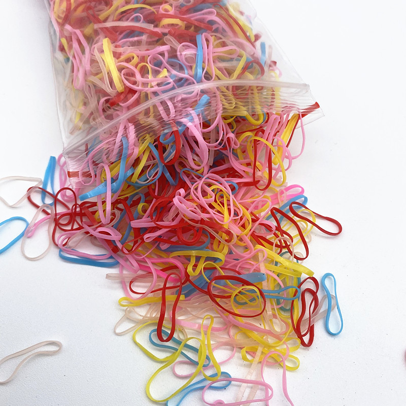 1000 tk/kott Värvilised väikesed ühekordsed juuksepaelad Scrunchie tüdrukutele elastne kummipael hobusesabahoidja juukseaksessuaarid juuksesidemed