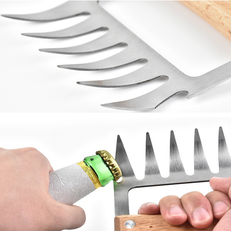 Nerūsējošā tērauda spīles BBQ gaļas smalcinātāja nagi ar koka roktura pudeļu attaisāmo tītara vistas nagi