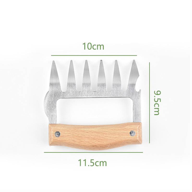 Nerūsējošā tērauda spīles BBQ gaļas smalcinātāja nagi ar koka roktura pudeļu attaisāmo tītara vistas nagi