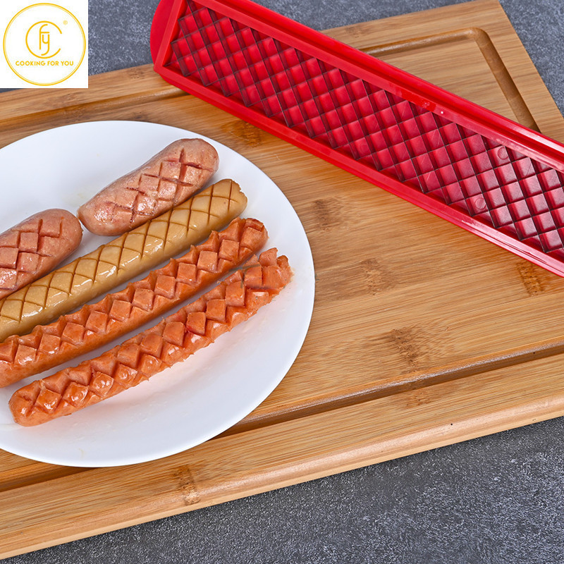 Uue stiiliga roostevabast terasest hot dogi viilutaja vorsti- ja singilõikur välistingimustes kasutatavad leivanoad, vorm Koduköök, grillimisvahendid