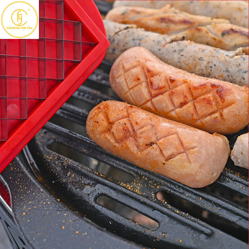 Uue stiiliga roostevabast terasest hot dogi viilutaja vorsti- ja singilõikur välistingimustes kasutatavad leivanoad, vorm Koduköök, grillimisvahendid