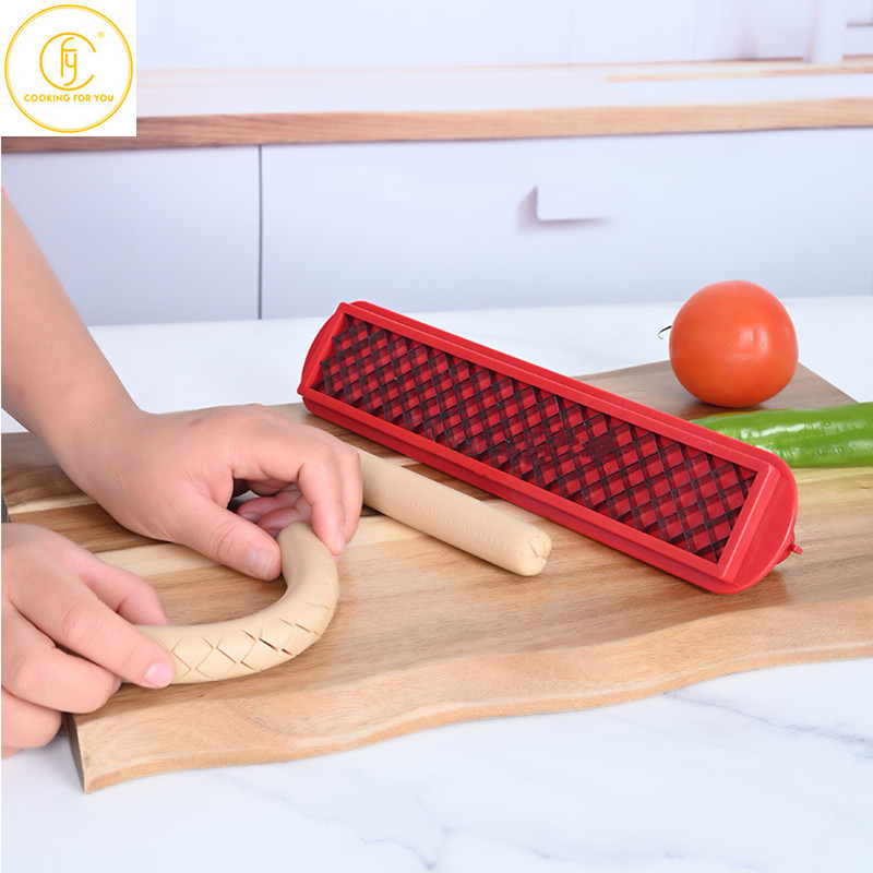 Uue stiiliga roostevabast terasest hot dogi viilutaja vorsti- ja singilõikur välistingimustes kasutatavad leivanoad, vorm Koduköök, grillimisvahendid