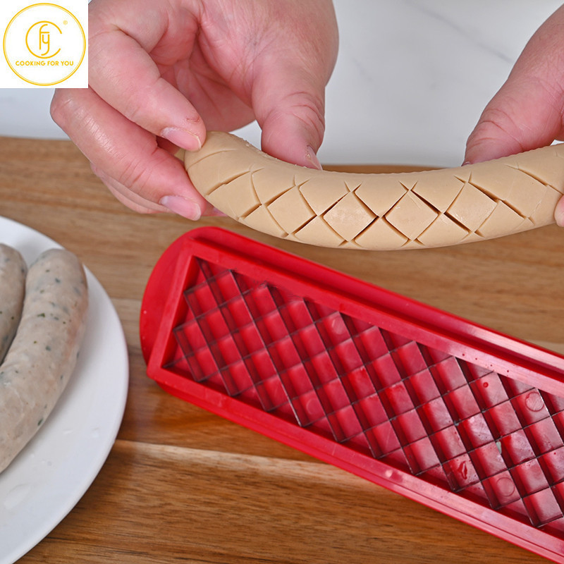 Uue stiiliga roostevabast terasest hot dogi viilutaja vorsti- ja singilõikur välistingimustes kasutatavad leivanoad, vorm Koduköök, grillimisvahendid