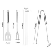 7gab. Barbekjū piederumu komplekts Ergonomisks nerūsējošā tērauda bārbekjū iesmu grila dakšiņu virpotājs Ēdiena knaibles BBQ kempinga pasniegšanas knaibles