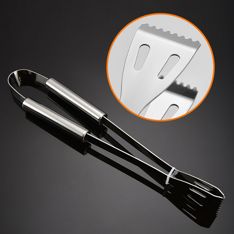 7gab. Barbekjū piederumu komplekts Ergonomisks nerūsējošā tērauda bārbekjū iesmu grila dakšiņu virpotājs Ēdiena knaibles BBQ kempinga pasniegšanas knaibles