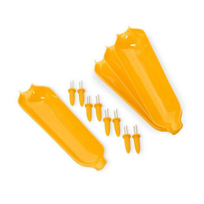 12pcs/set Corn On the Cob holders Skewers 4 pcs Corn Tray set  8 pcs Plastic Corn Holders Plastic Corn Forks and Tray