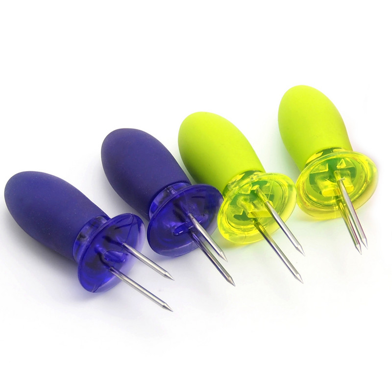 6 gab Atkārtoti lietojami grila kukurūzas turētāji droši nerūsējošā tērauda kukurūzas turētāji iesmi Adatu zari āra grila grila rokas rīks