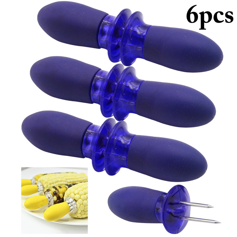 6 gab Atkārtoti lietojami grila kukurūzas turētāji droši nerūsējošā tērauda kukurūzas turētāji iesmi Adatu zari āra grila grila rokas rīks