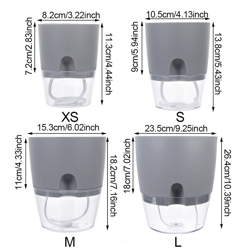 1vnt 2 sluoksnių savaime laistomas tingus gėlių vazonas, automatinis vandens sugėrimas, skaidrus apskritimas hidroponikos sultingų augalų gėlių vazonas