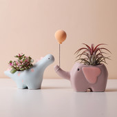 Creative Flower Shape Plant Pot κεραμικές γλάστρες για λουλούδια Cartoon Elephant Dinosaur Jucculent Pot Χαριτωμένο ντεκόρ σπιτιού Maceta Casa