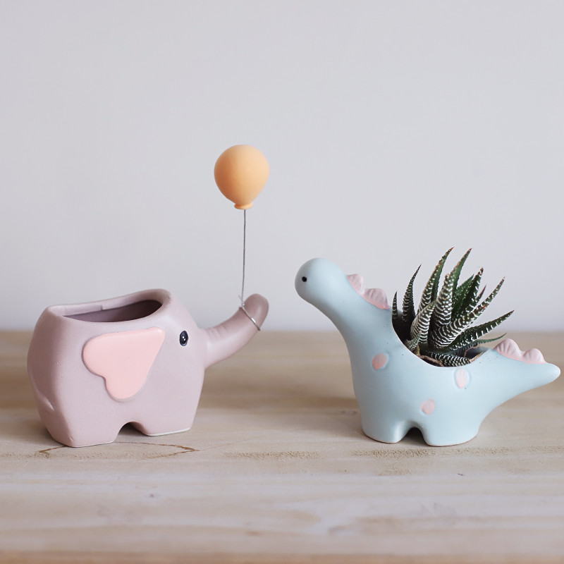 Creative Flower Shape Plant Pot κεραμικές γλάστρες για λουλούδια Cartoon Elephant Dinosaur Jucculent Pot Χαριτωμένο ντεκόρ σπιτιού Maceta Casa