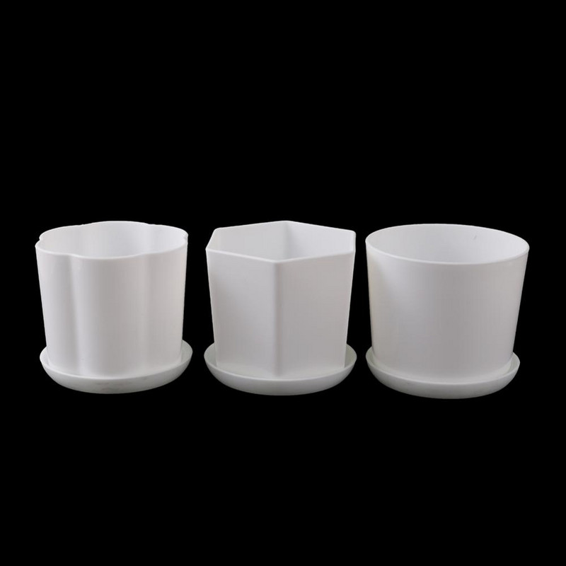 Bijela minimalistička poligonalna posuda za cvijeće s pladnjem Vrtlarstvo Zadebljana plastična vrtna posuda za sobne male biljke u saksiji mesnate 1 kom.