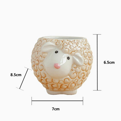 Ghiveci de flori din ceramică cu animale de stil nordic nou, desen animat, zebră, oaie, cap de vacă, mini oală, plante suculente, ghivece bonsai, decorare a casei