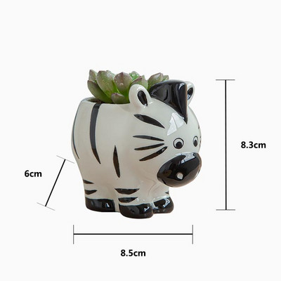 Ghiveci de flori din ceramică cu animale de stil nordic nou, desen animat, zebră, oaie, cap de vacă, mini oală, plante suculente, ghivece bonsai, decorare a casei