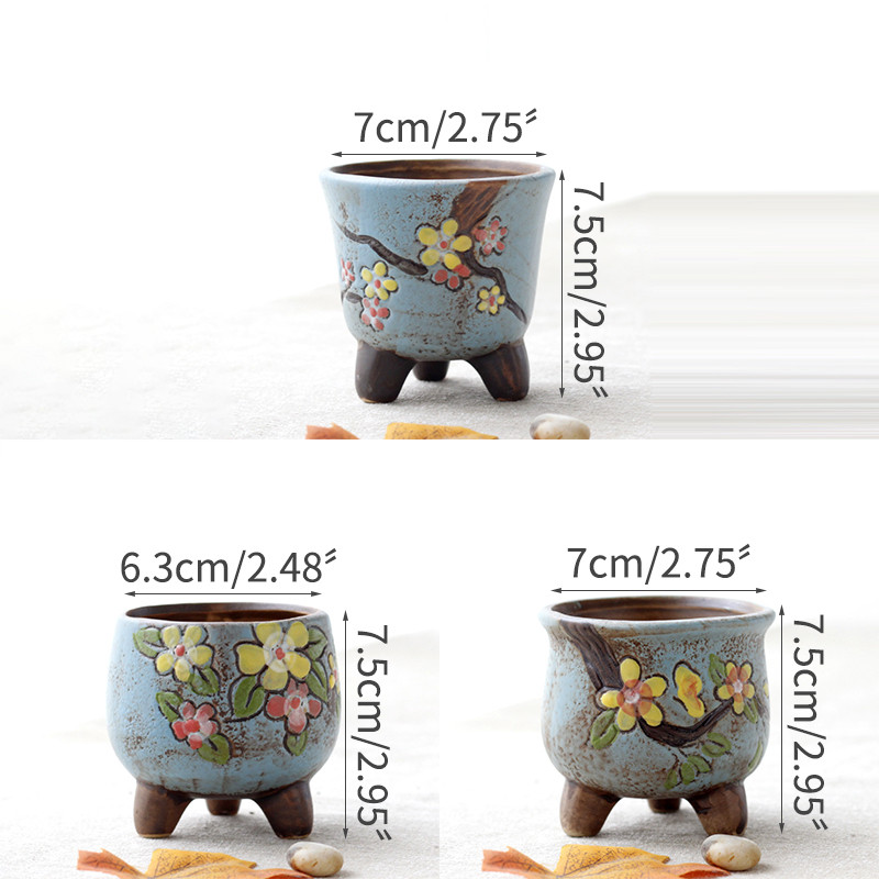 Antikvariniai keraminiai vazonai Grynai rankomis dažyti gėlių vazonai Fairy Garden Dekoracija Bonsai Planter Namų biuro dekoras Mini sultingi vazonai