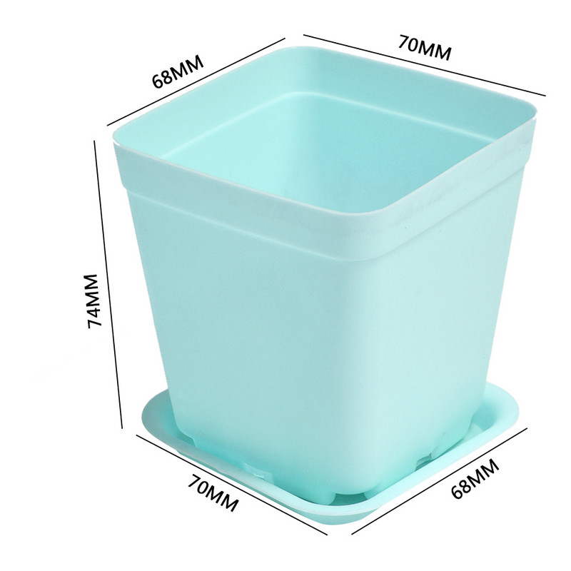 7 vnt. 6 spalvos. Storieji gėlių vazonai Sodinamosios vazonų padėklai Plastikiniai vazonai Kūrybiniai maži kvadratiniai vazonai sultingiems augalams GYH