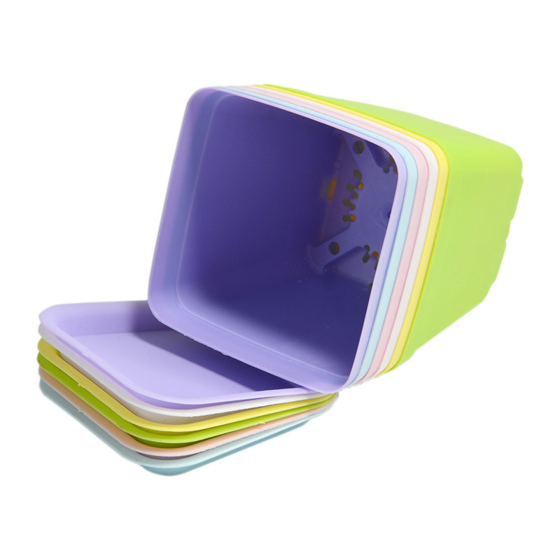 7 vnt. 6 spalvos. Storieji gėlių vazonai Sodinamosios vazonų padėklai Plastikiniai vazonai Kūrybiniai maži kvadratiniai vazonai sultingiems augalams GYH