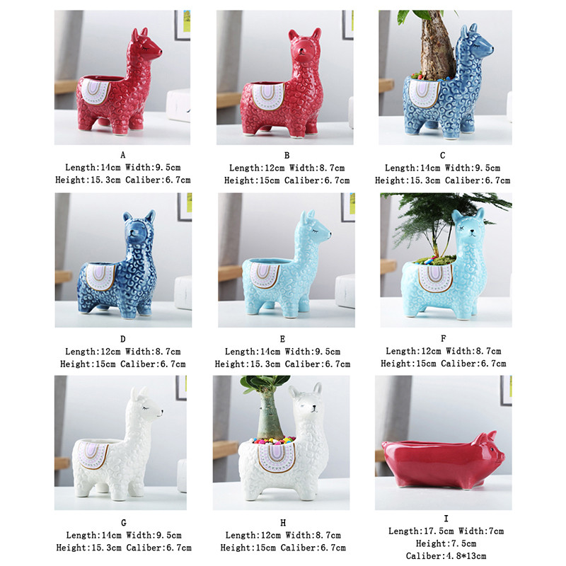 Crtani slatki alpaka sočan lonac za cvijeće Posuda u lončanici na radnoj površini Ukras Poklon Biljka za balkon Keramika Kreativa