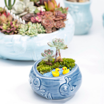 Ευρωπαϊκό στυλ Χαριτωμένη σαρκώδη γλάστρα Pocelain Blue Fish Flower Vase Home Garden Μίνι μπονσάι κάκτου γλάστρα για διακόσμηση σπιτιού
