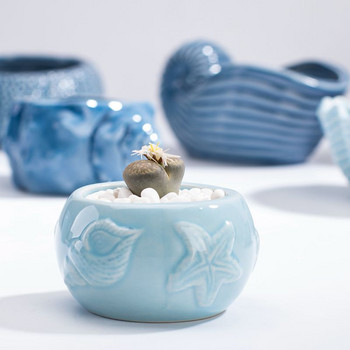 Ευρωπαϊκό στυλ Χαριτωμένη σαρκώδη γλάστρα Pocelain Blue Fish Flower Vase Home Garden Μίνι μπονσάι κάκτου γλάστρα για διακόσμηση σπιτιού