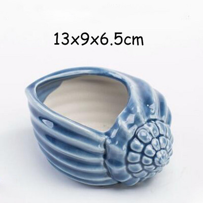 Ευρωπαϊκό στυλ Χαριτωμένη σαρκώδη γλάστρα Pocelain Blue Fish Flower Vase Home Garden Μίνι μπονσάι κάκτου γλάστρα για διακόσμηση σπιτιού