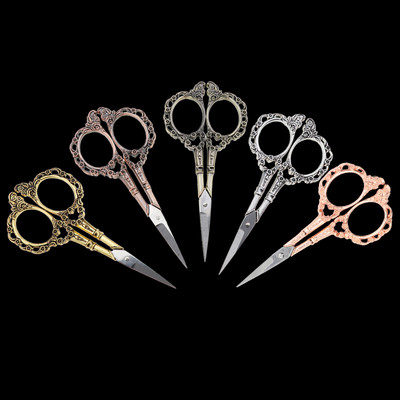 5 цвята Европейски винтидж ножици с флорални шарки Ножици за ноктопластика Ножица за фолио Шивачка Blossom Ножица Античен инструмент за шевни тъкани
