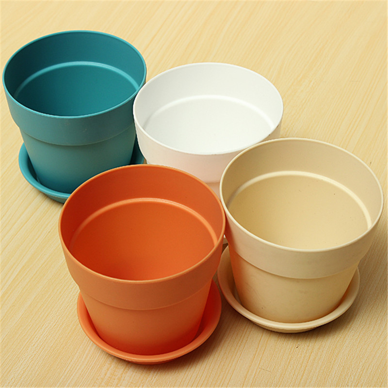 1gb sveķu plastmasas puķupods ar paplāti dārzam iekštelpu mājas dekorēšanai Dārzkopība Puķu podi Dārza augi Puķu pods