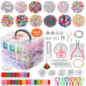 Jaunas 4655gab burtu krelles pērļošanai poniju krelles rotaslietu izgatavošanai kastītes komplekts rokassprādzes auskari valdzinājums koka akrila krelles komplekts