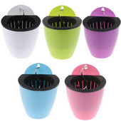 Ghiveci de flori de culoare solidă cu udare automată, agățat pe perete, din rășină, din plastic, durabil, pentru balcon cu cârlig