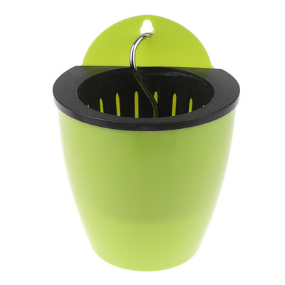 Ghiveci de flori de culoare solidă cu udare automată, agățat pe perete, din rășină, din plastic, durabil, pentru balcon cu cârlig