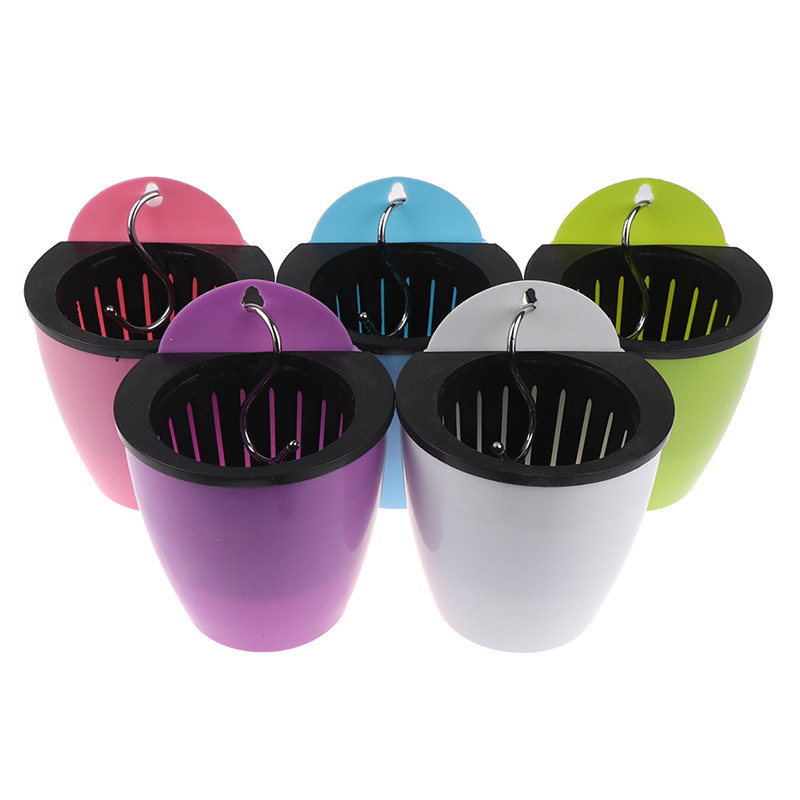 Jednobojna posuda za cvijeće sa samozalijevanjem, viseća na zidu, automatska plastična žardinjera, izdržljiva za vrtni balkon s kukom