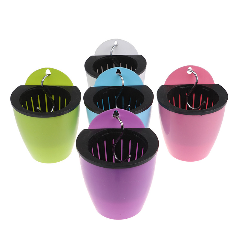 Jednobojna posuda za cvijeće sa samozalijevanjem, viseća na zidu, automatska plastična žardinjera, izdržljiva za vrtni balkon s kukom