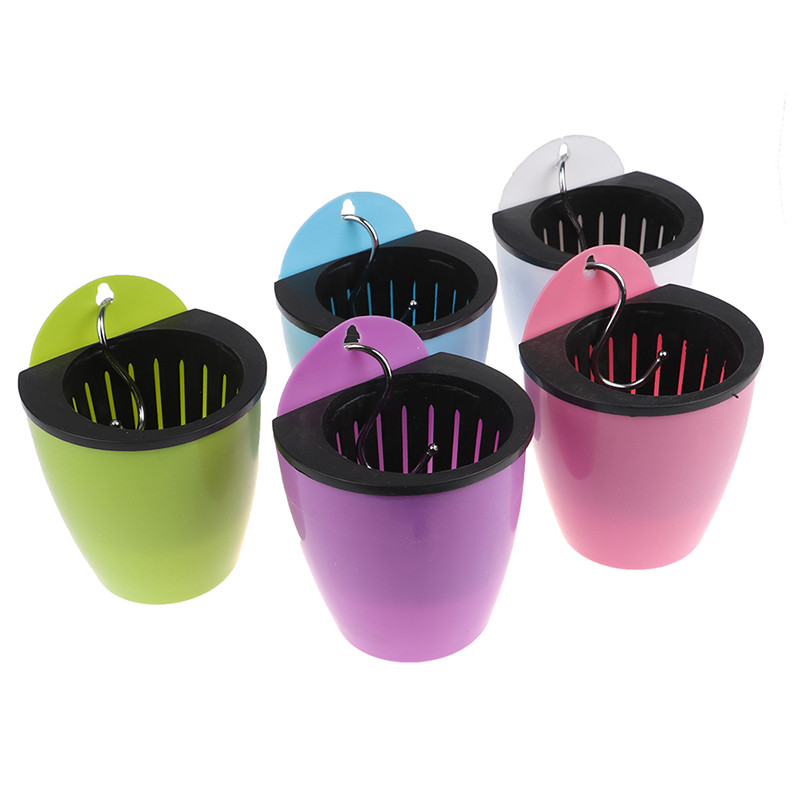 Jednobojna posuda za cvijeće sa samozalijevanjem, viseća na zidu, automatska plastična žardinjera, izdržljiva za vrtni balkon s kukom