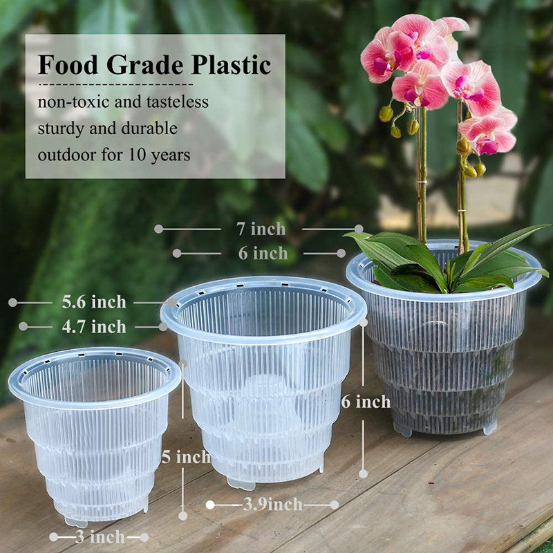 Kvėpuojantys skaidrūs plastikiniai orchidėjų vazonai su skylutėmis Sodo namų namų aksesuarai