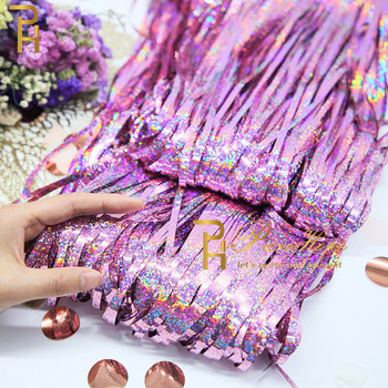 Κορυφαία ματ διακόσμηση για πάρτι γενεθλίων Φόντο με φούντα κουρτίνα με κρόσσια Παιδικά ενήλικες φωτογραφικό θάλαμο Baby Shower Wedding Glitter Drape
