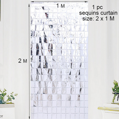 Vakarėlio fonas Kvadratinė Užuolaida Folija Fringe Užuolaida Sienų Dekoras Kūdikių Dušas Blizgučiai Fono Užuolaidos Gimtadienio folija blizgučiai